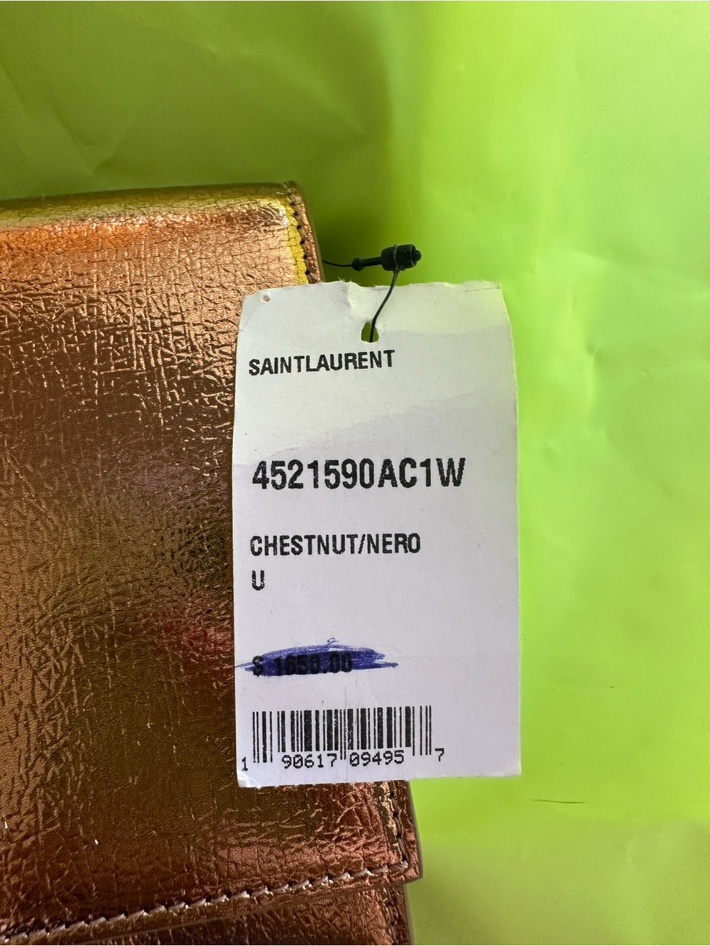 Saint Laurent Metallic Chestnut Leather Wallet with Nero Detail